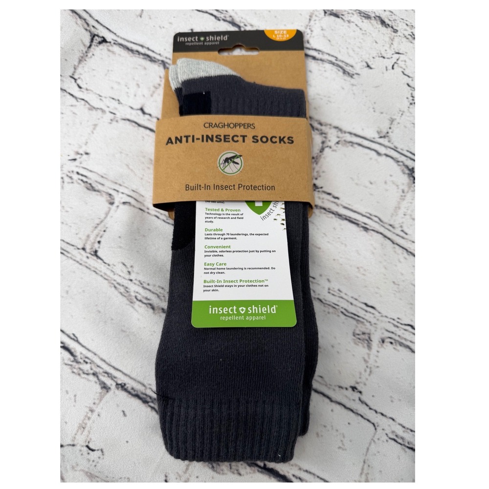 NEW Craghoppers Mens NL ADV Pro Anti-Insect Socks Black Pepper Insect Shield L‎